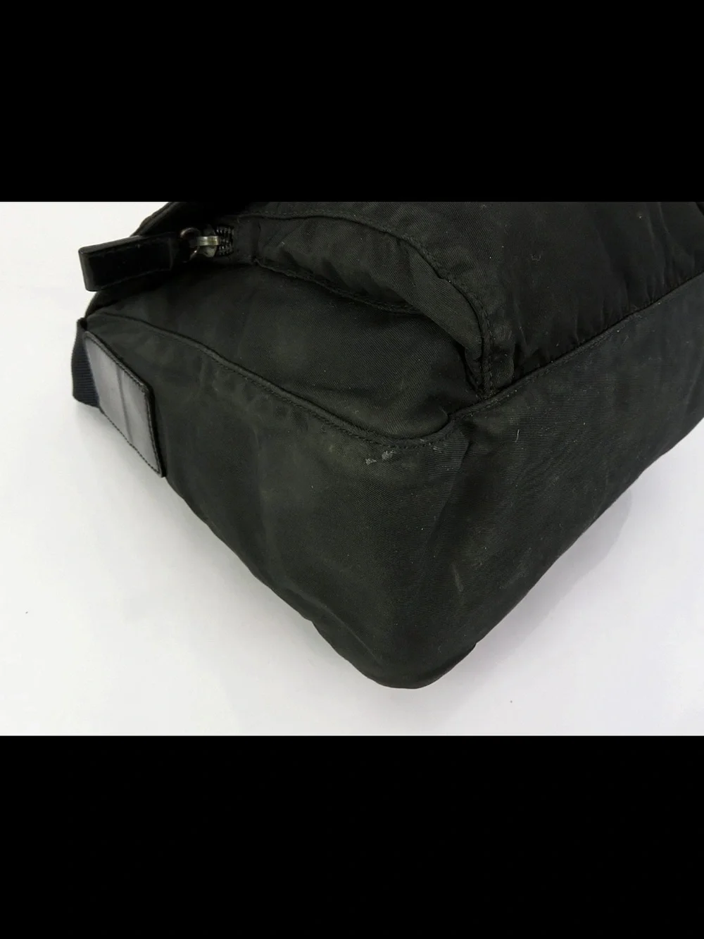 Prada Black Nylon Messenger Bag with Front Buckle